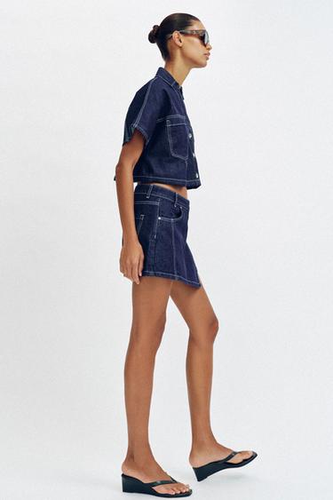 CHEMISE COURTE Z1975 EN DENIM - Bleu de Zara - Image 2