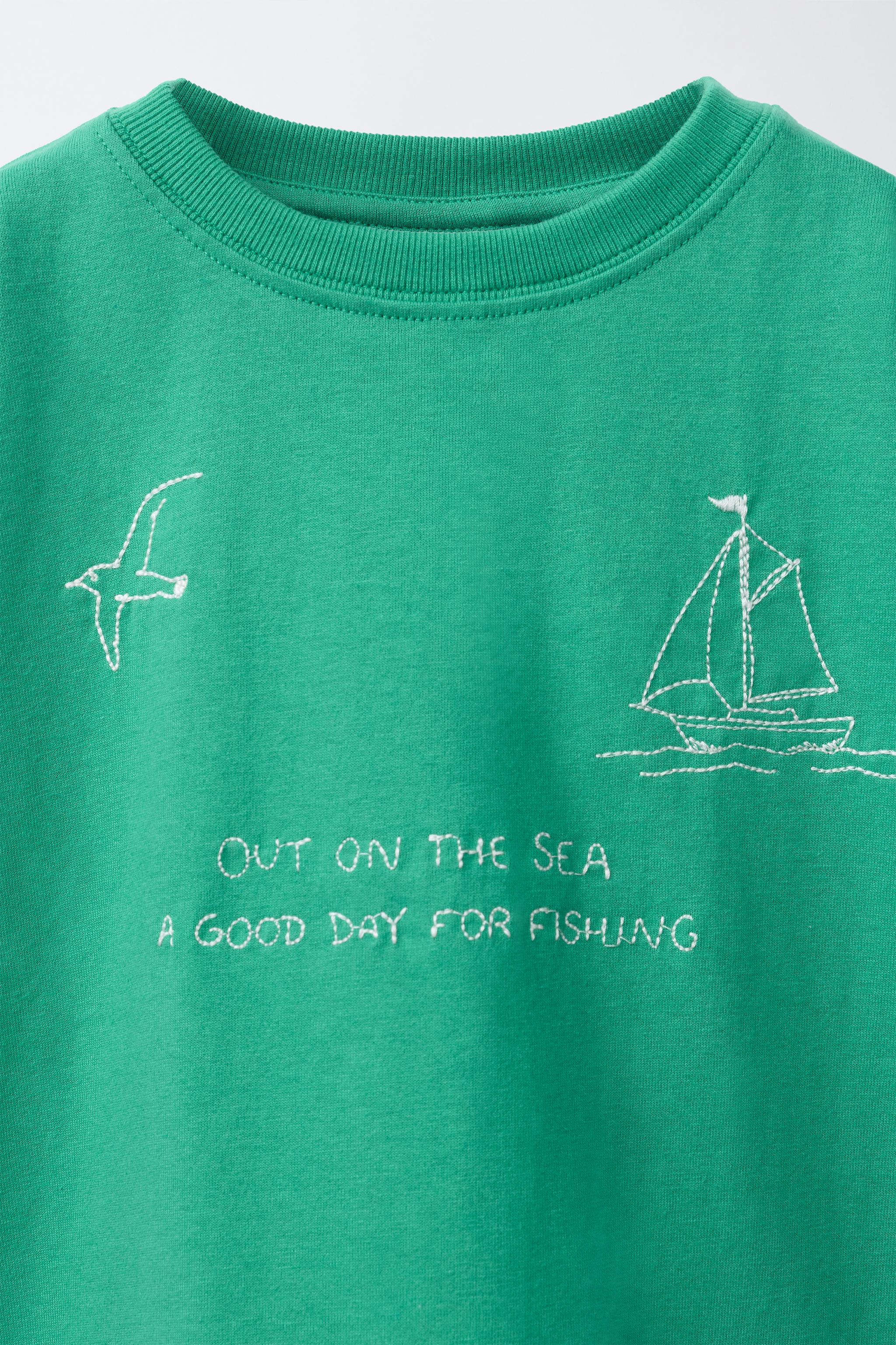 Детские футболки Zara EMBROIDERED SAILBOAT T-SHIRT — фото 4