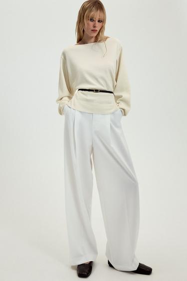 Zara BELTED PANTS 50TH ANNIVERSARY - White