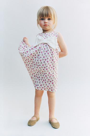 MAXI BOW PRINT DRESS - Ecru by Zara