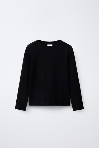 CAMISETA RIB LISA - Negro de Zara