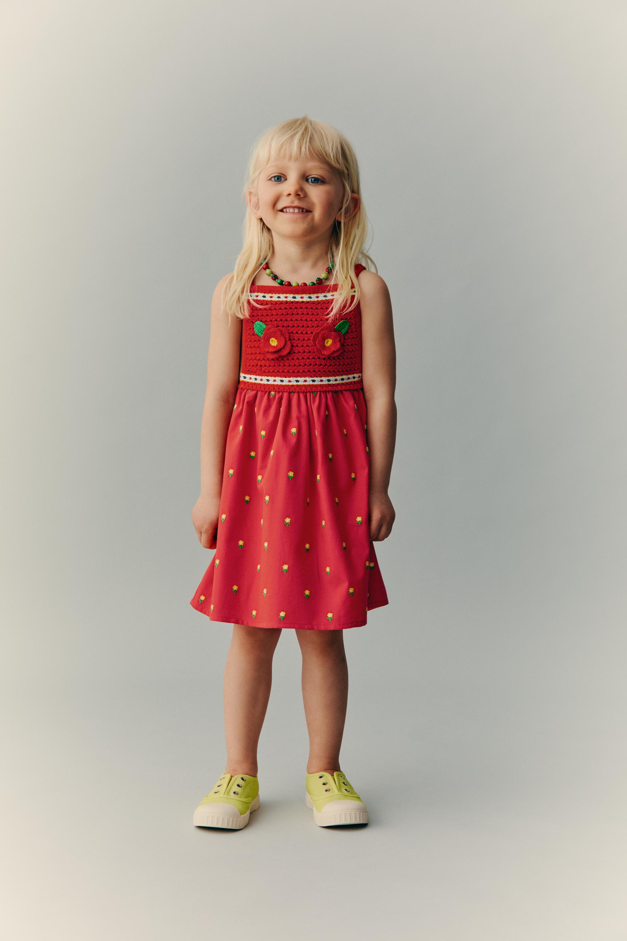 ROBE EN MATIÈRES VARIÉES FLEURS BRODÉES CASA LAWA X ZARA KIDS