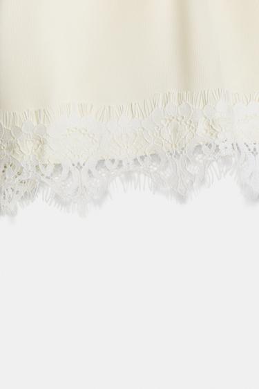 SATIN SHORTS WITH LACE - Ecru by Zara - Image 7