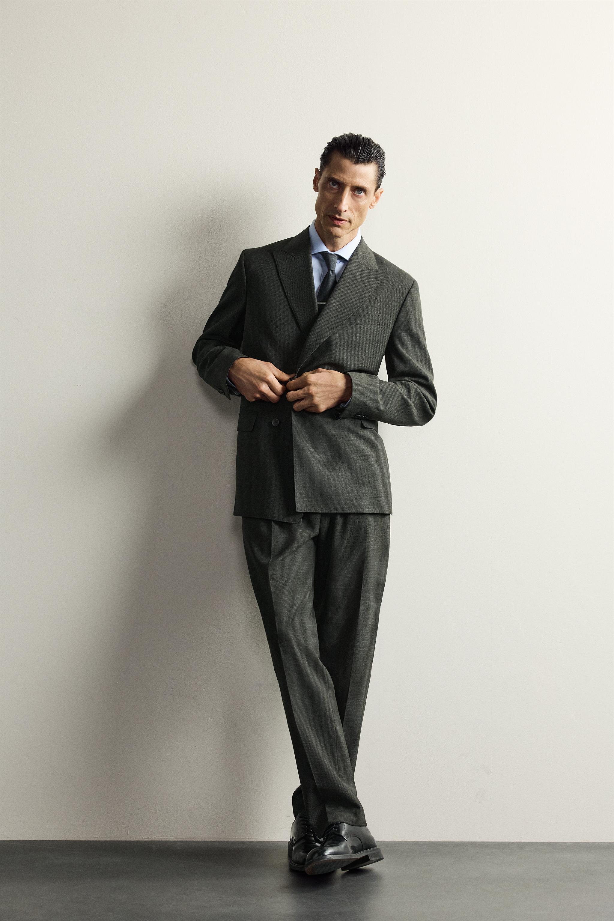 PANTALON DE COSTUME PIED-DE-POULE 100 % LAINE