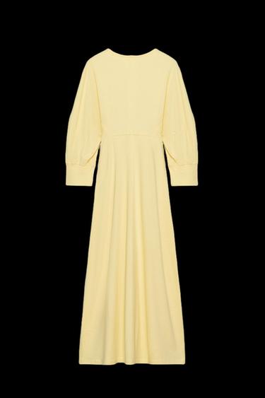 Zara BUTTONED MIDI DRESS - Yellow