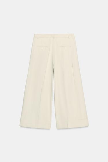 PANTALON À PLIS AVEC LIN ZW COLLECTION - Écru de Zara - Image 6