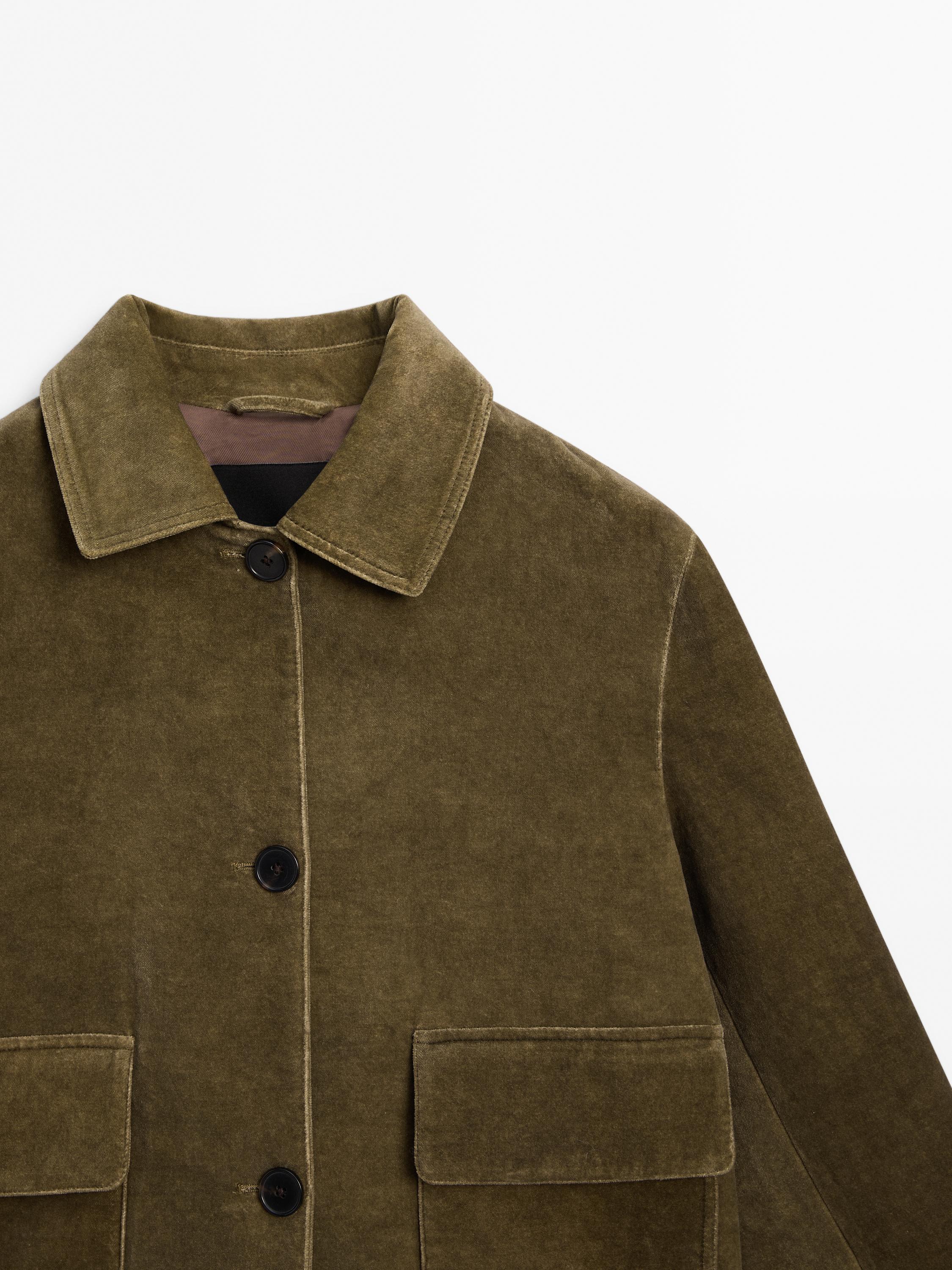 100% cotton velvet jacket - Mid-green | ZARA United States