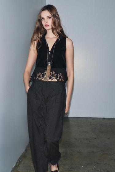 ZW COLLECTION LIMITED EDITION COMBINED VELVET WAISTCOAT - Black by Zara