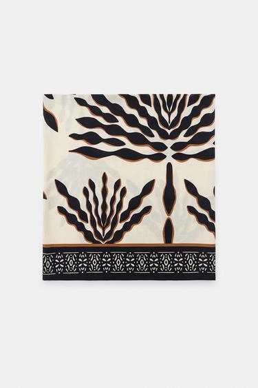 PALM TREE PRINT SCARF - Sand by Zara