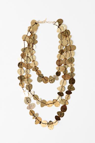 METAL PLATE WATERFALL NECKLACE - Golden by Zara