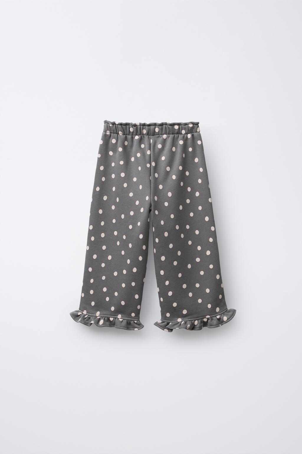 PRINTED PLUSH RUFFLE PANTS