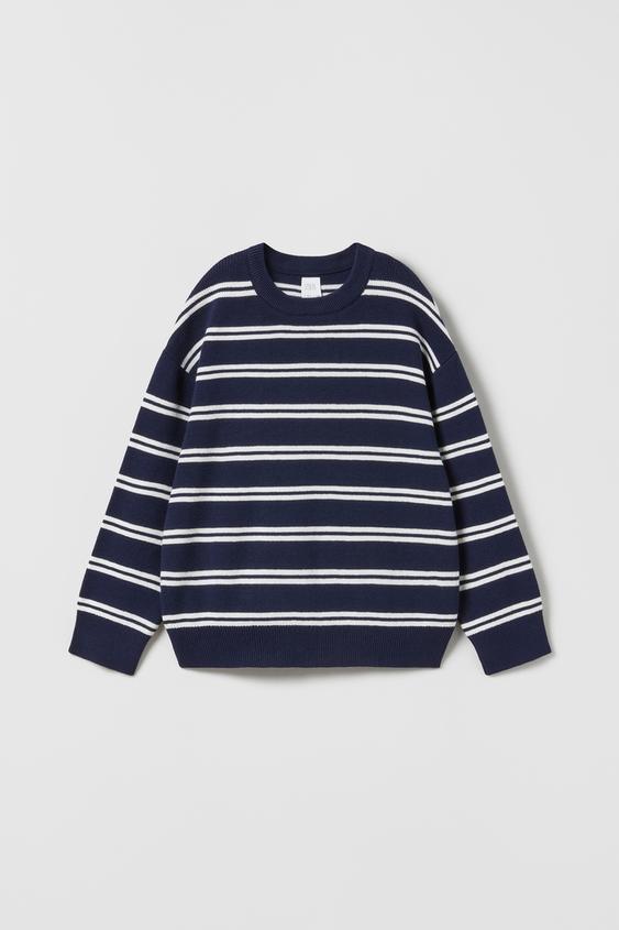 STRIPED KNIT SWEATER Navy blue ZARA Australia