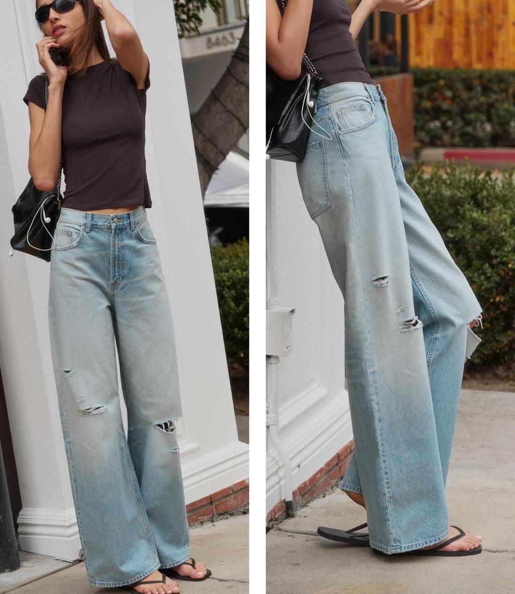 Trf Hi-Rise Extra Wide Leg Ripped Jeans