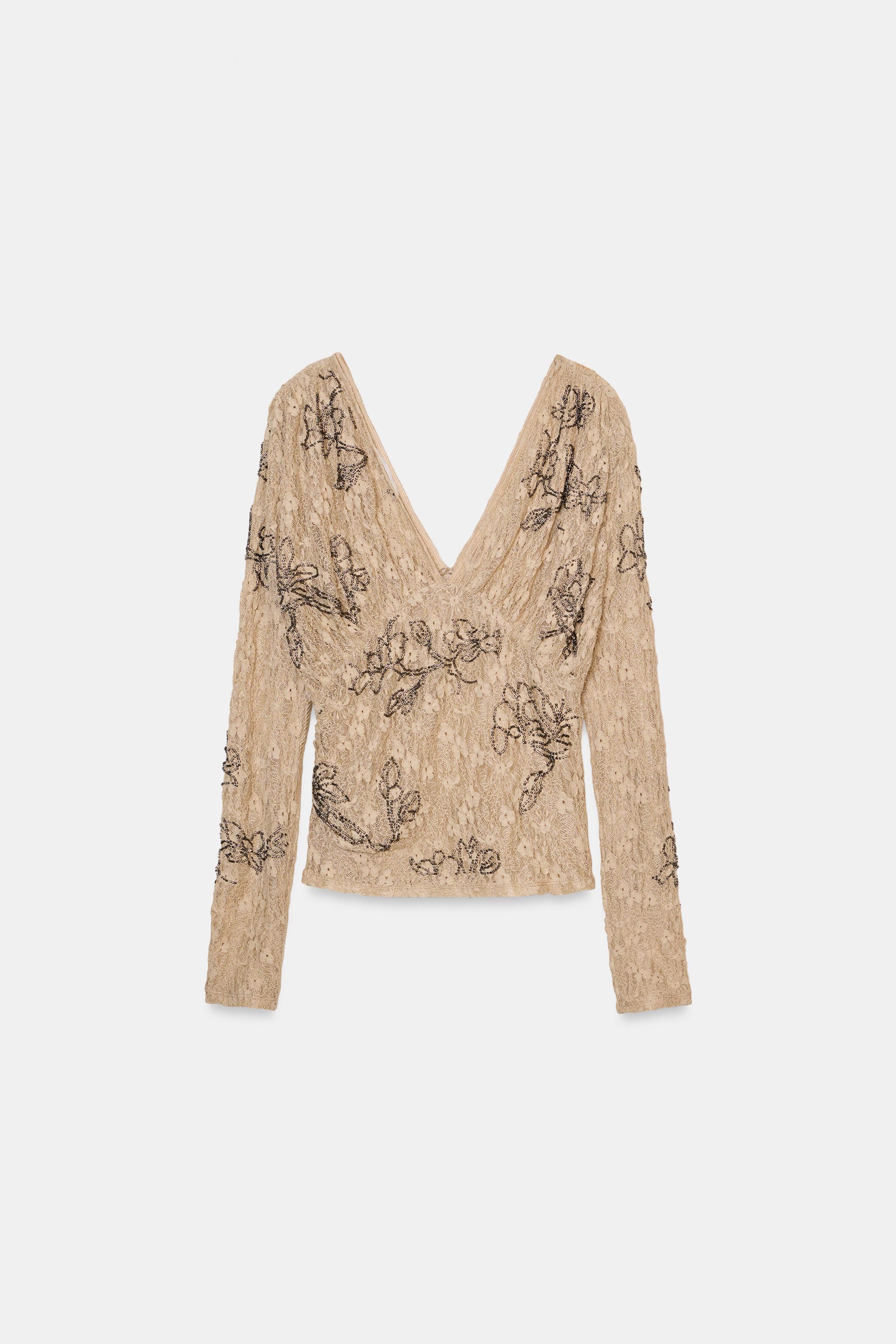 BEADED EMBROIDERED TOP