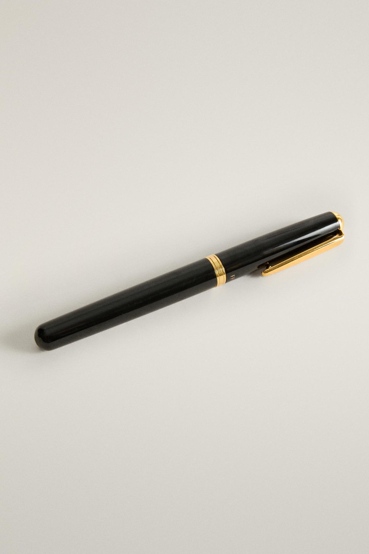 OHTO ALUMINUM AND BRASS FOUNTAIN PEN — Black gold
