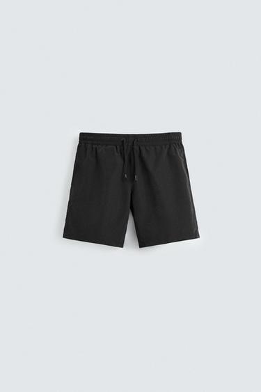 Zara BASIC LONG SWIM TRUNKS - Black