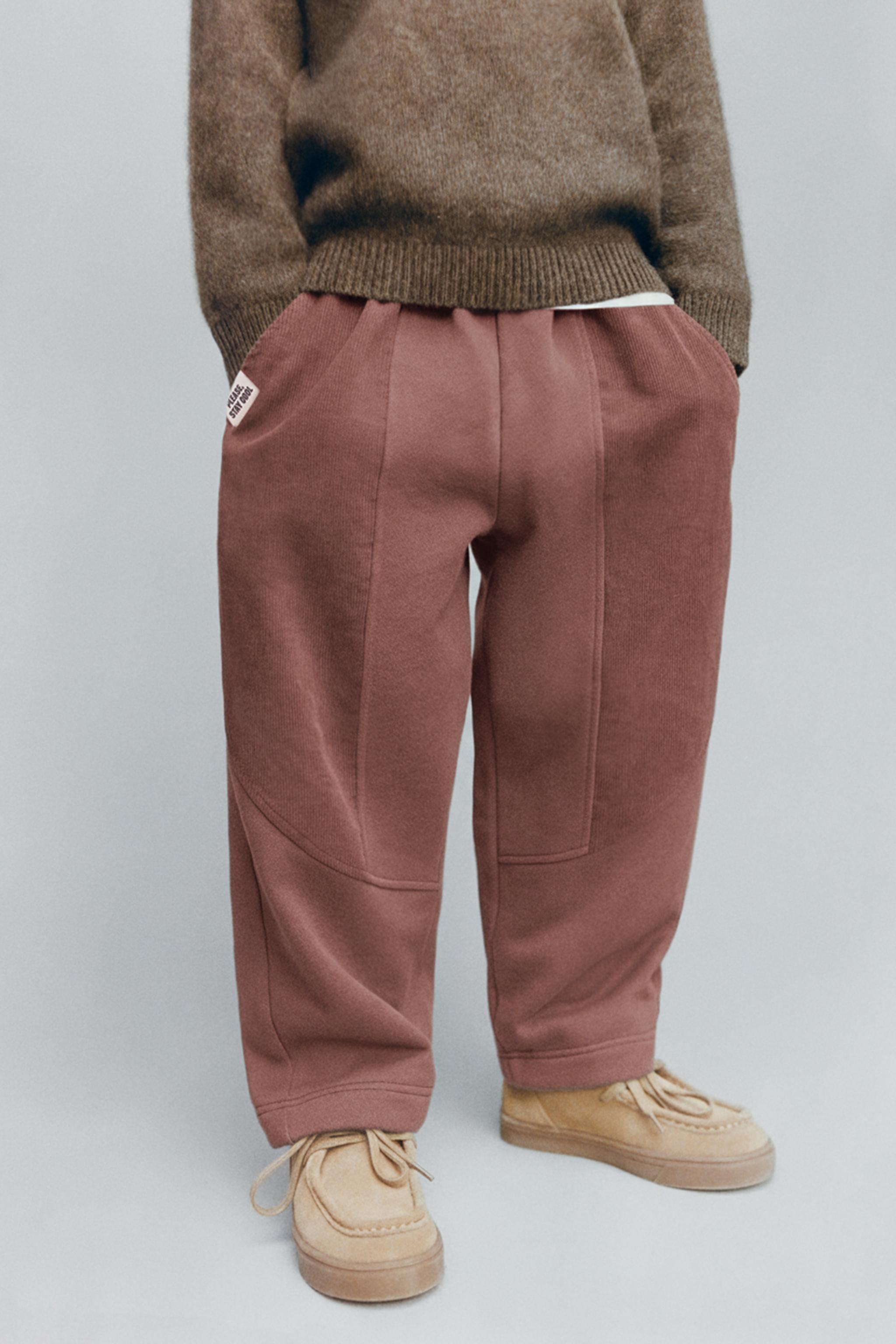 CONTRASTING CORDUROY PLUSH PANTS