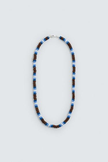 Zara STONE BEAD NECKLACE - Brown-Blue
