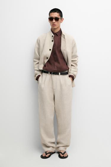 Zara 100% linen total look pants - Beige - Image 0