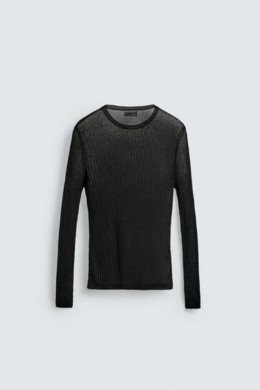 SEMI-SHEER SLIM FIT JUMPER - Black by Zara