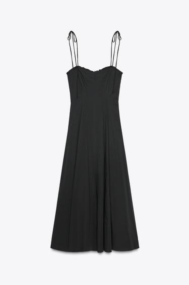 MIDI-KLEID AUS POPELINE MIT VOLANTS - Schwarz von Zara - Bild 0