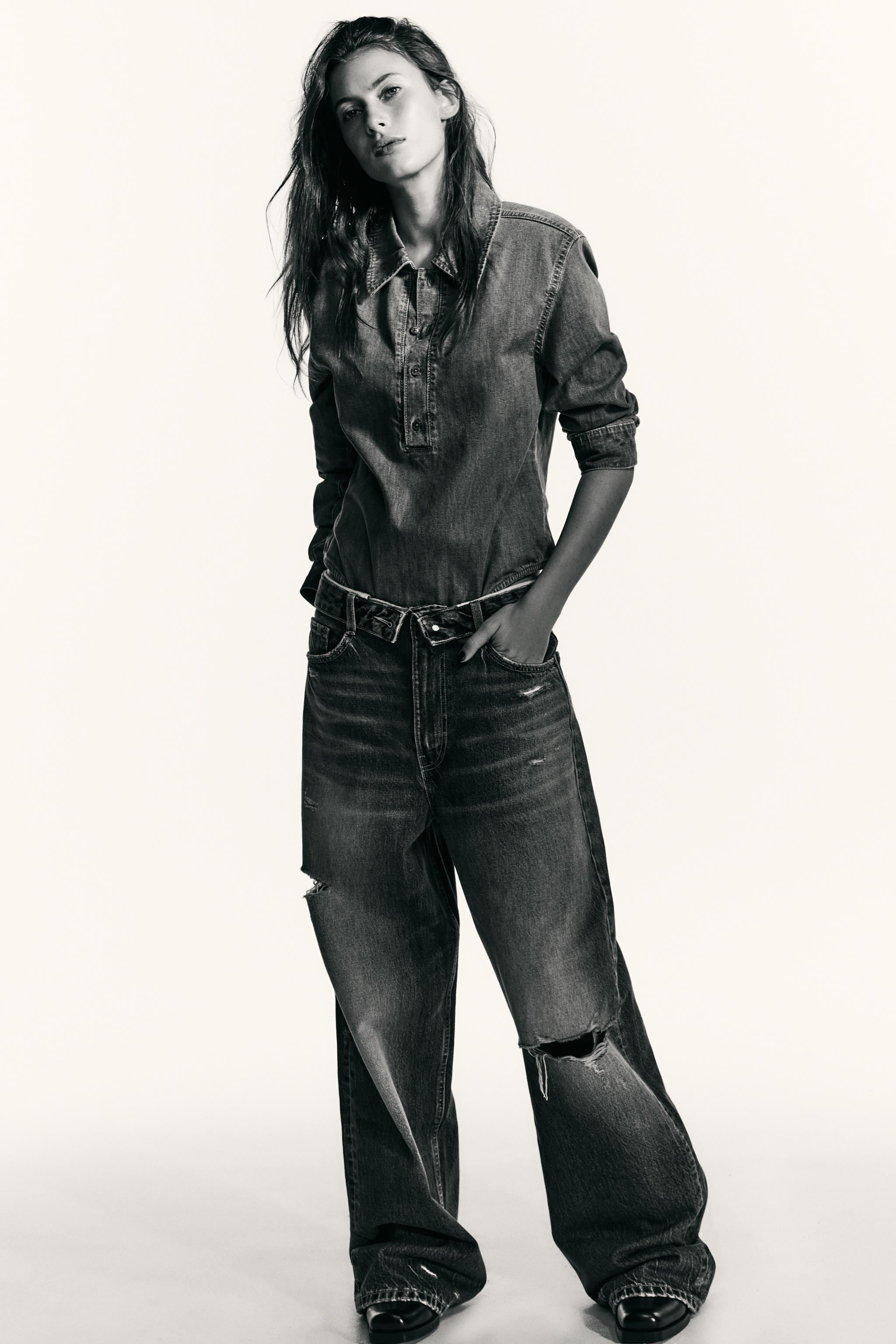 TRF MID-RISE FOLD-OVER WAISTBAND JEANS