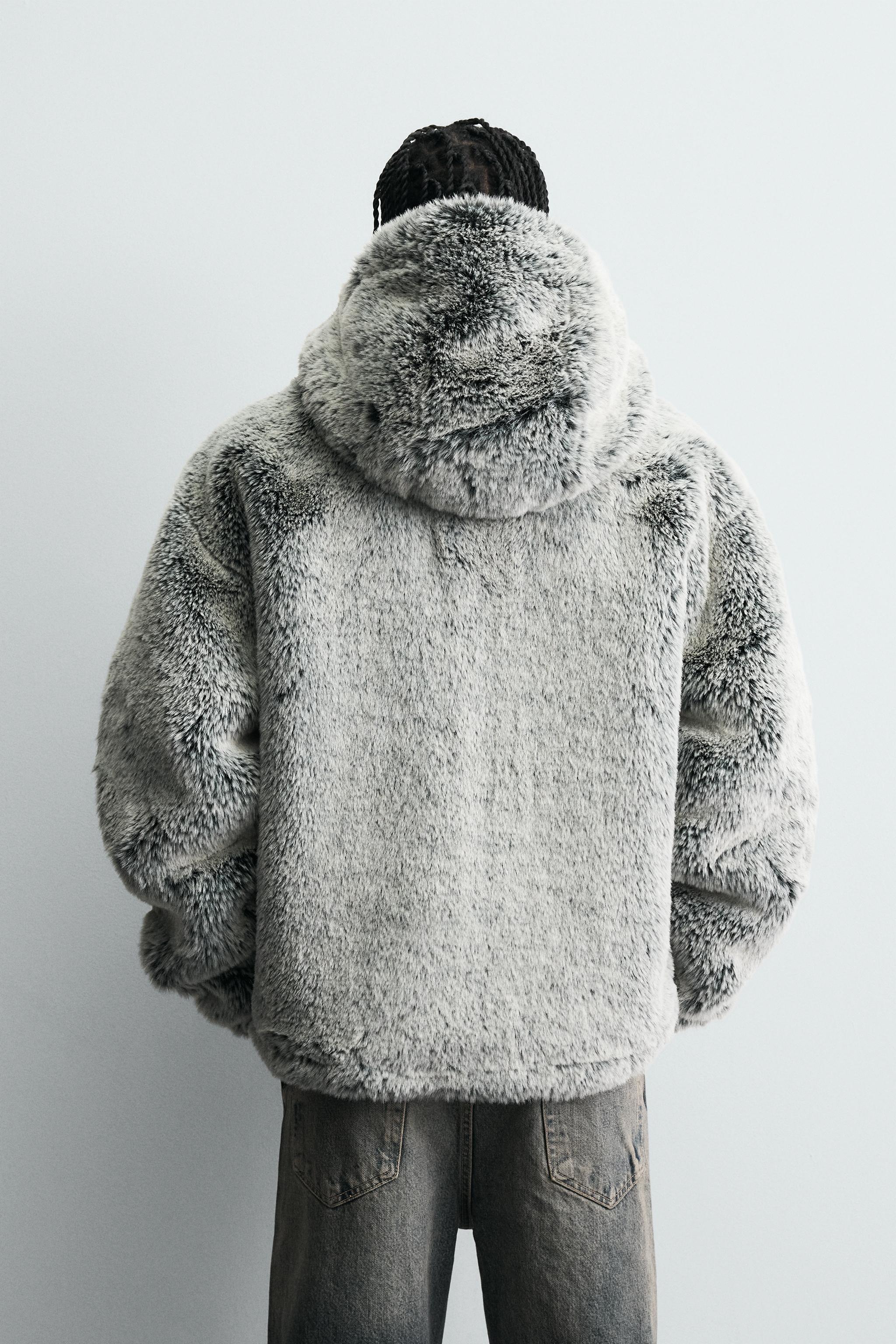 HOODED FAUX FUR JACKET