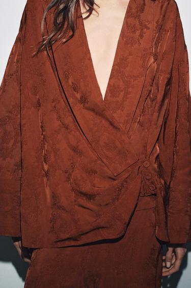 KIMONO JACQUARD ZW COLLECTION - Rouge orangé de Zara - Image 2