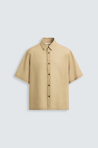 CAMISA ESTAMPADO CONTRASTE - Beige de Zara