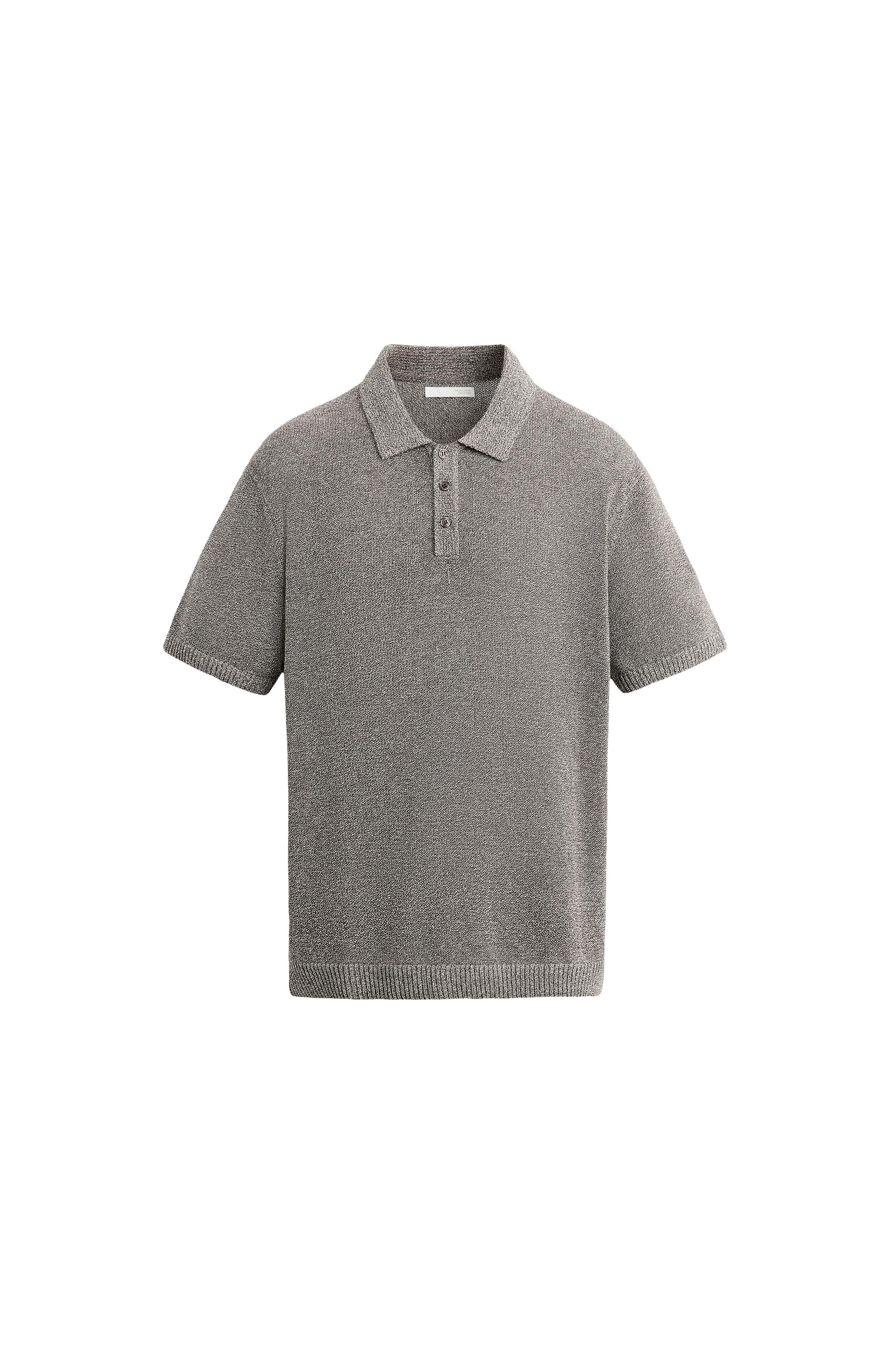 CONTRAST TEXTURE KNITTED POLO SHIRT - Brown | ZARA South Africa