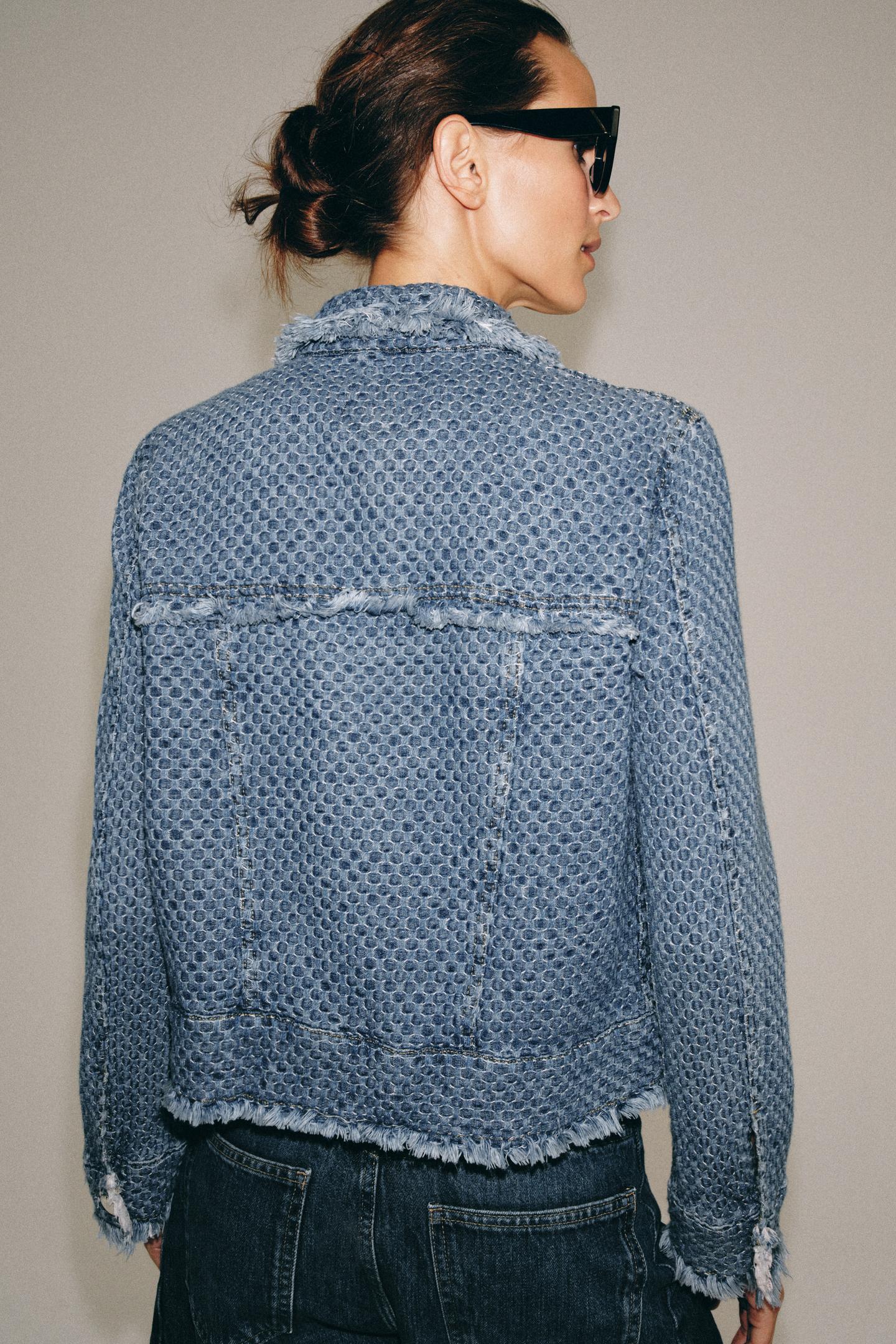 Женская куртка Zara ZW Collection Denim Jacket, цвет: Синий — фото 3
