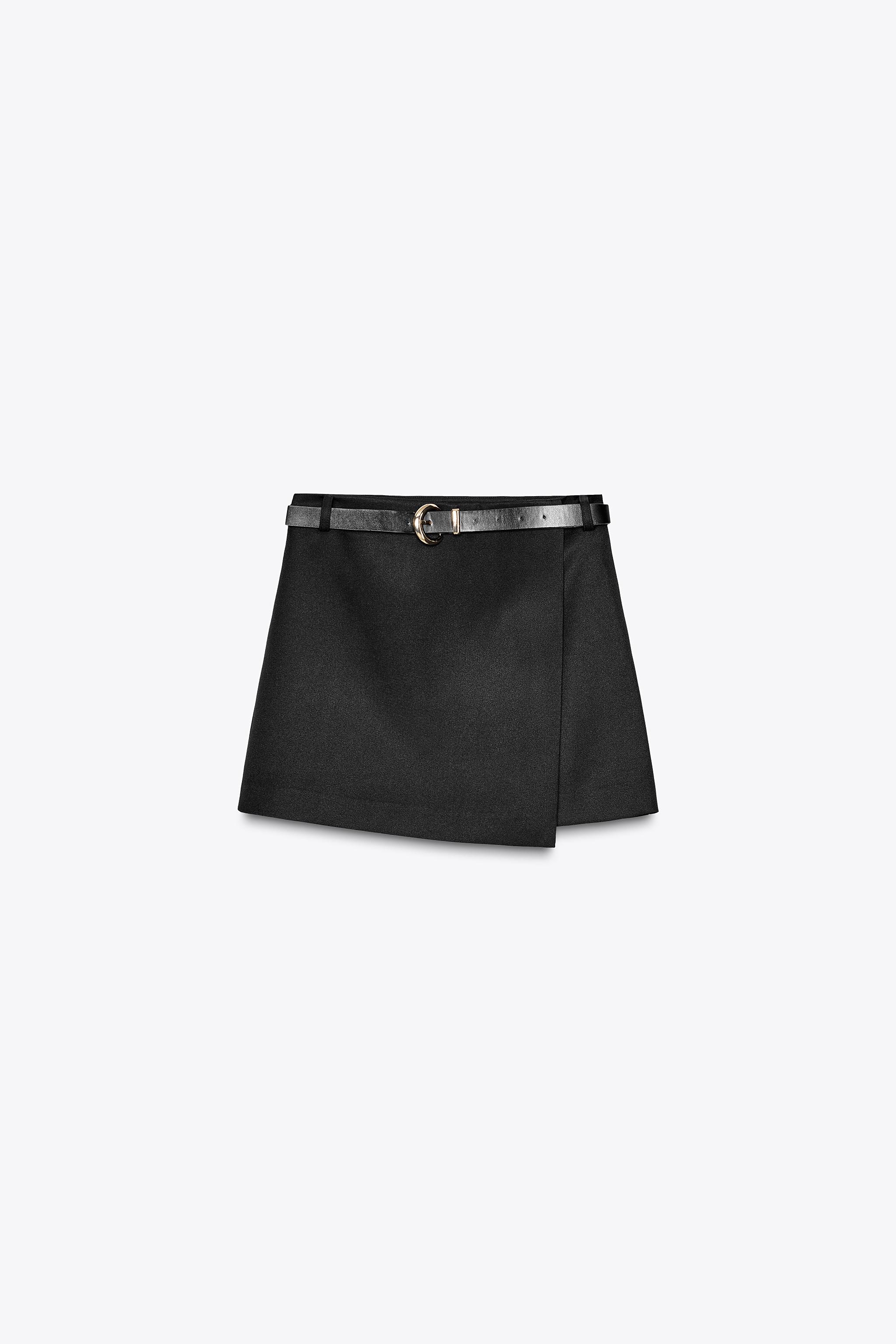 BELTED WRAP SKORT - Black | ZARA United States