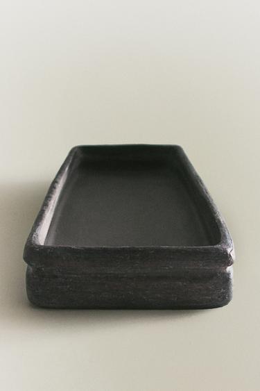 Zara CERAMIC TRAY WITH RECTANGULAR EDGES - Black