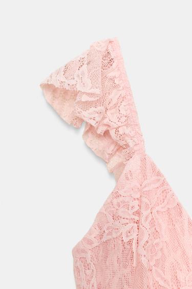 ROBE À VOLANTS EN DENTELLE - Rose pastel de Zara - Image 6