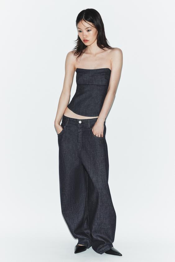 TRF DENIM BANDEAU TOP