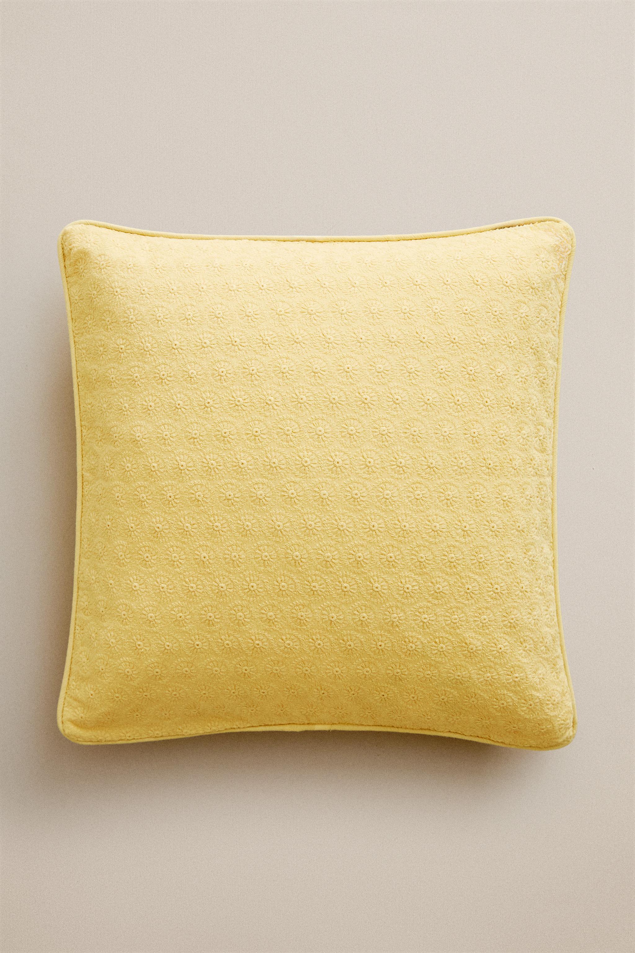 FLORAL EMBROIDERED THROW PILLOW COVER
