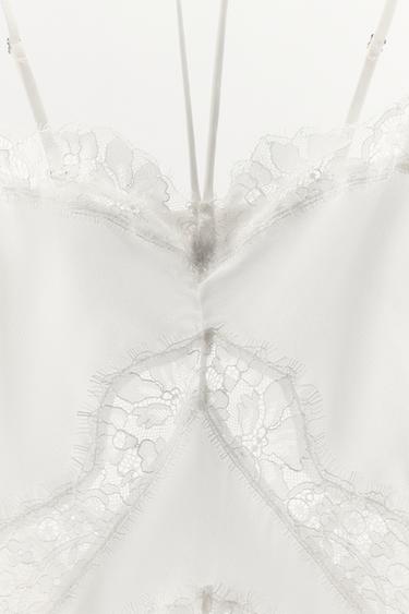 SILK LACE BODYSUIT - Light ecru by Zara - Image 6