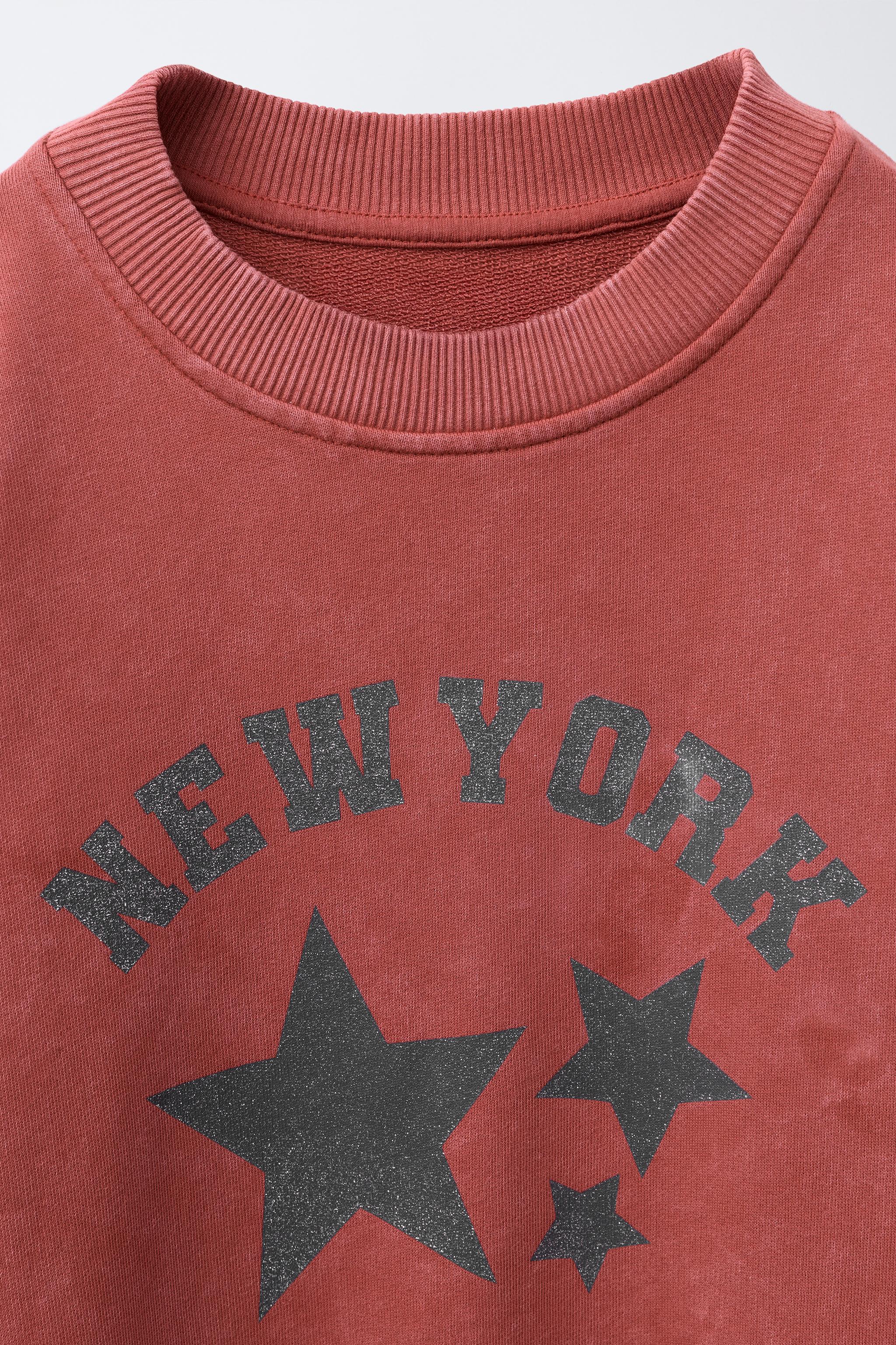 WASHED EFFECT SWEATSHIRT WITH SHINE STARS - Reddish | ZARA