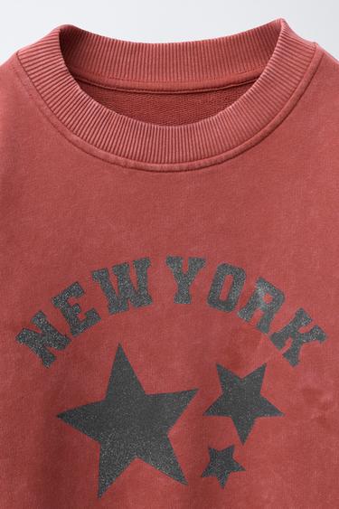 WASHED EFFECT SWEATSHIRT WITH SHINY STARS - Reddish by Zara - Image 2
