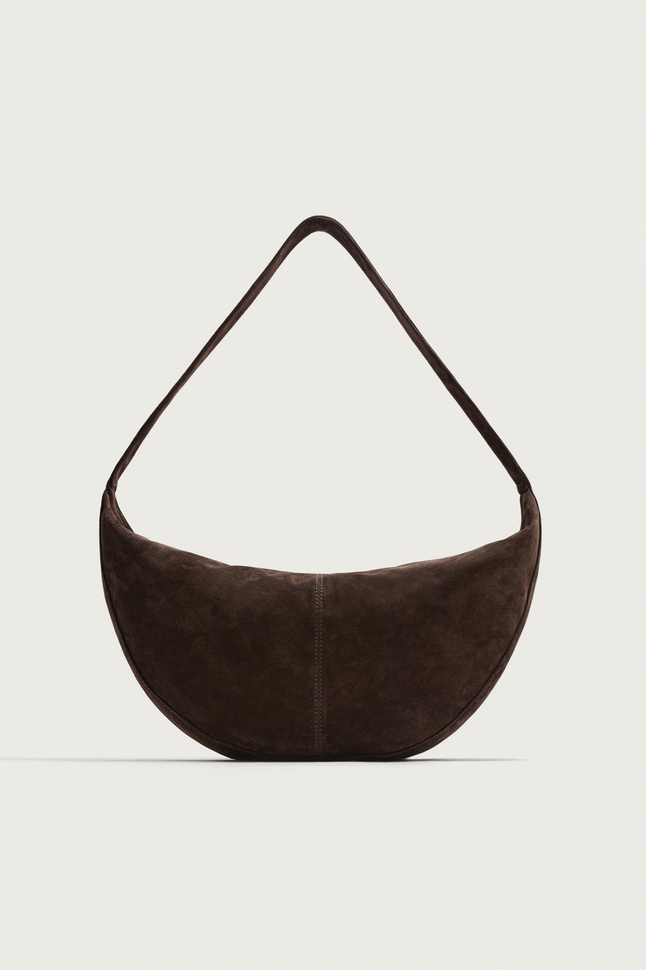 LEATHER SHOULDER BAG — Brown