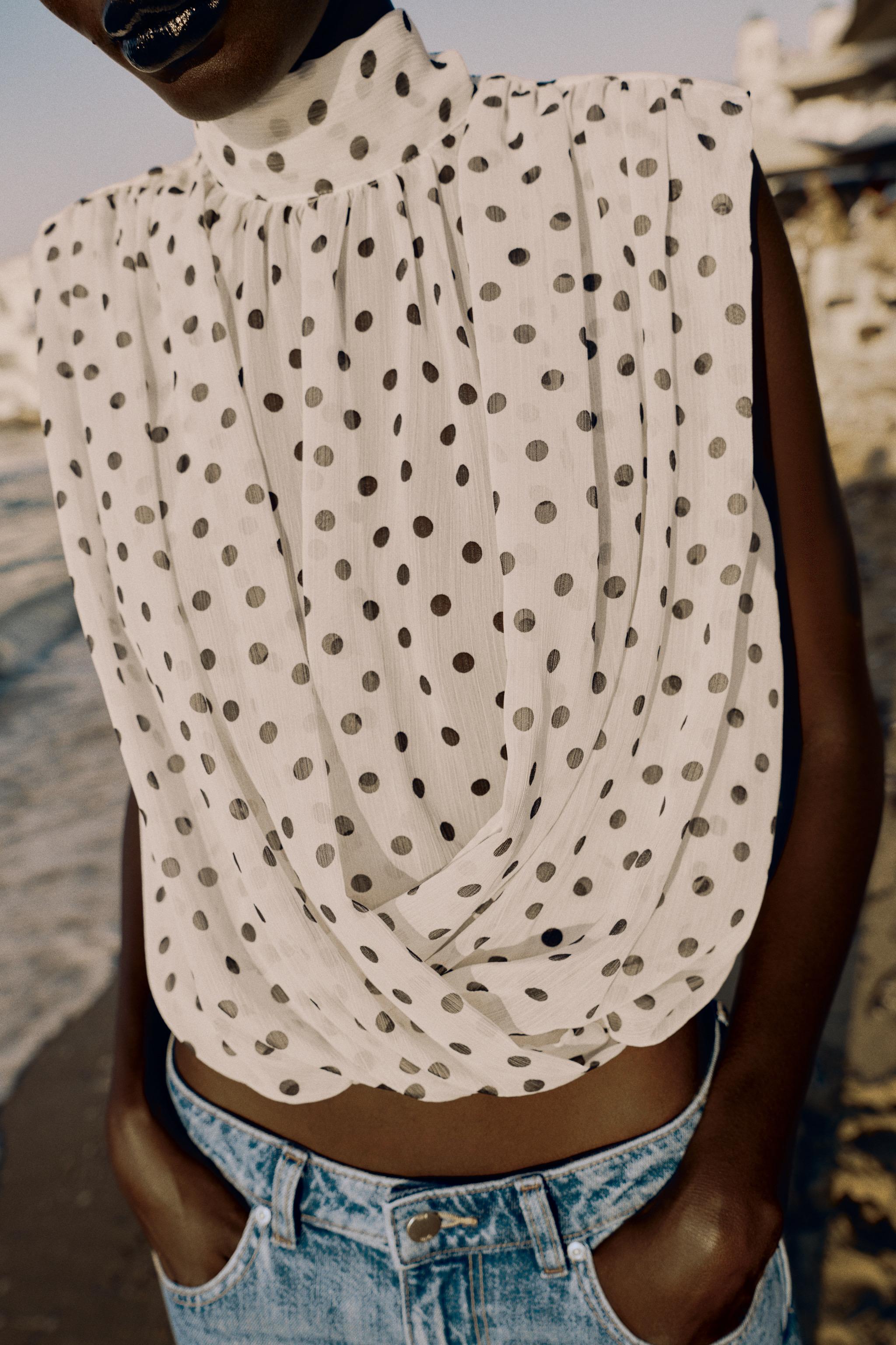 DRAPED BALLOON TOP — Black / White