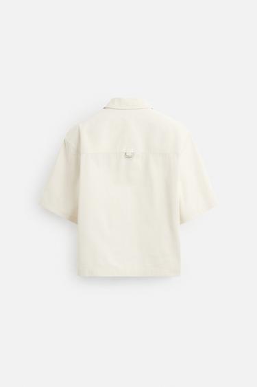 SURCHEMISE DÉLAVÉE AVEC POCHE - Blanc cassé de Zara - Image 8