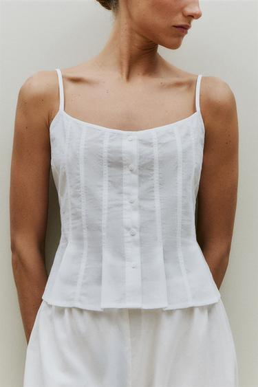 TOP COTON COUTURES - Blanc de Zara - Image 5