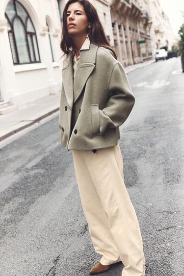 SHORT DOUBLE-BREASTED COAT - Mink by Zara