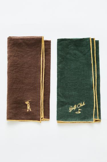 LOT SERVIETTES DE TABLE GOLF (LOT DE 2) - Marron / Vert de Zara - Image 5