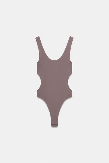 Zara CUT OUT BODYSUIT - Charcoal gray