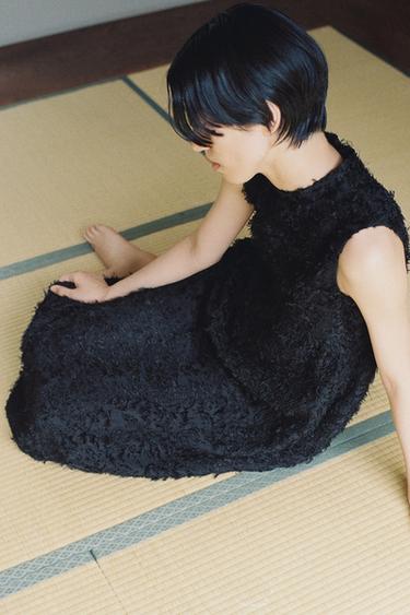 MIDI DRESS WITH FRINGE - Black by Zara