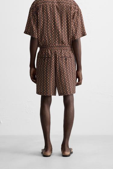 BERMUDA À IMPRIMÉ GÉOMÉTRIQUE - Marron de Zara - Image 2