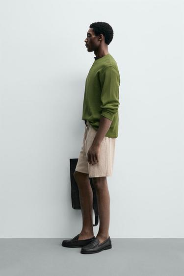 SHORT RELAXED FIT VISCOSE - LIN - Beige clair de Zara - Image 3