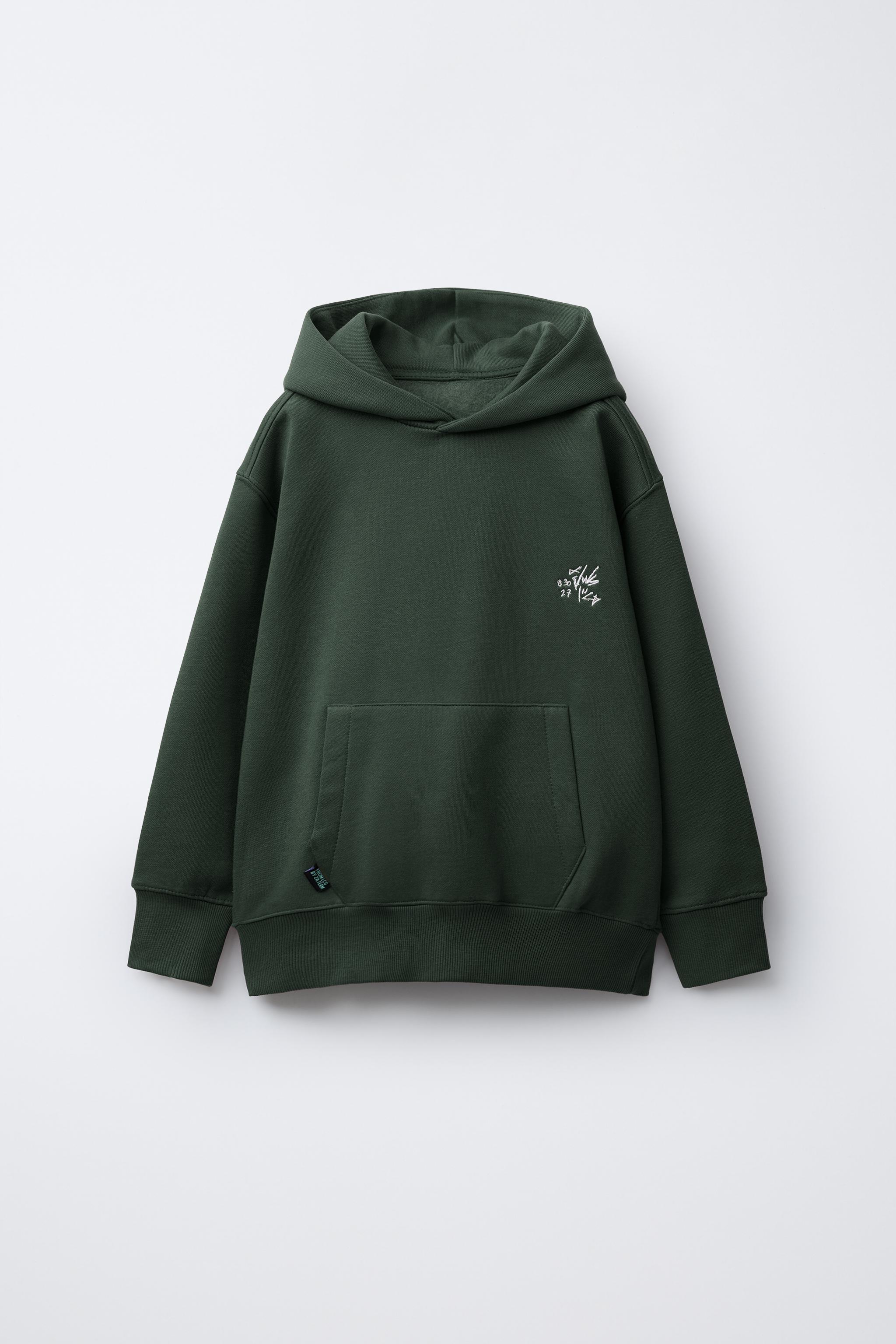 EMBROIDERED TEXT HOODIE SWEATSHIRT